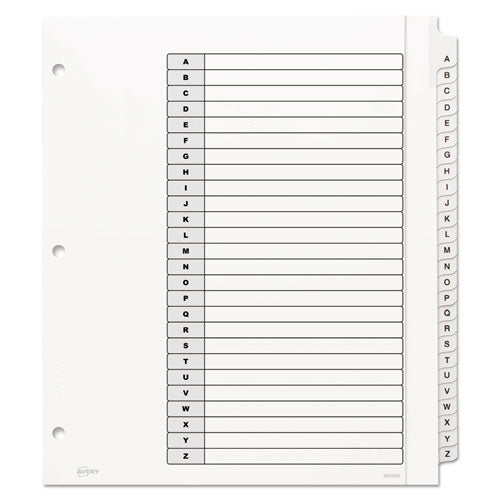 Customizable Toc Ready Index Black And White Dividers, 26-tab, A To Z, 11 X 9.25, 1 Set