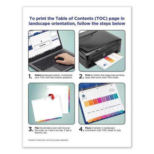 Customizable Toc Ready Index Multicolor Tab Dividers, 5-tab, 1 To 5, 11 X 8.5, White, Traditional Color Tabs, 6 Sets