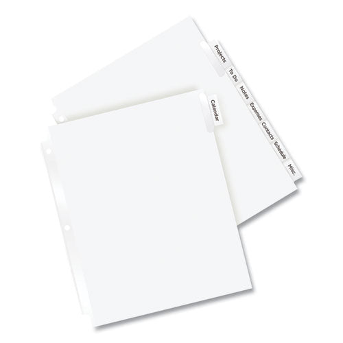 Insertable Big Tab Dividers, 8-tab, 11.13 X 9.25, White, Clear Tabs, 1 Set