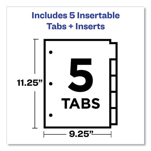 Insertable Dividers W/single Pockets, 5-tab, 11.25 X 9.13, White, 1 Set