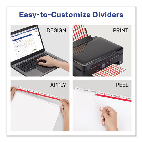 Print And Apply Index Maker Clear Label Dividers, 8-tab, Color Tabs, 11 X 8.5, White, Traditional Color Tabs, 25 Sets