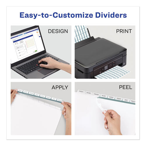 Print And Apply Index Maker Clear Label Dividers, 12-tab, White Tabs, 11 X 8.5, White, 1 Set