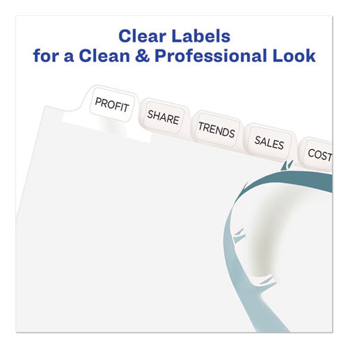 Print And Apply Index Maker Clear Label Dividers, 12-tab, White Tabs, 11 X 8.5, White, 5 Sets