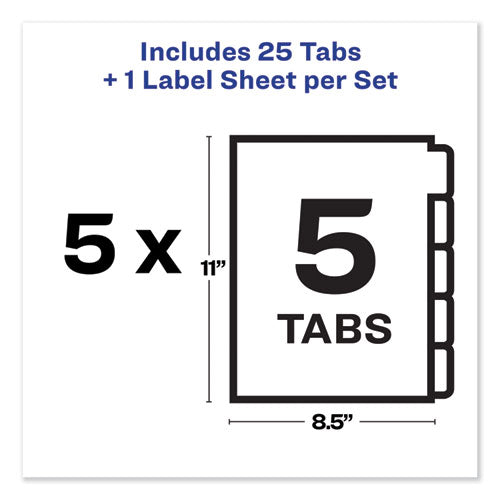 Print And Apply Index Maker Clear Label Unpunched Dividers, 5-tab, 11 X 8.5, White, 5 Sets