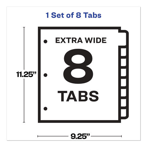 Print And Apply Index Maker Clear Label Dividers, Extra Wide Tab, 8-tab, 11.25 X 9.25, White, 1 Set