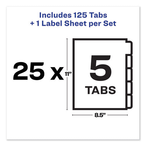 Print And Apply Index Maker Clear Label Unpunched Dividers, 5-tab, 11 X 8.5, White, 25 Sets