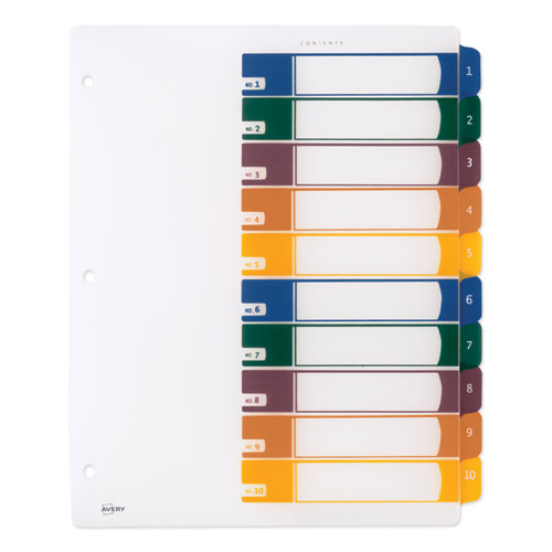 Customizable Table Of Contents Ready Index Dividers With Multicolor Tabs, 10-tab, 1 To 10, 11 X 8.5, Translucent, 1 Set