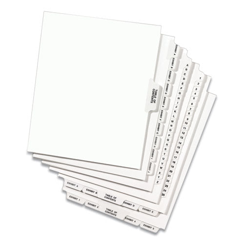 Preprinted Legal Exhibit Side Tab Index Dividers, Avery Style, 10-tab, 4, 11 X 8.5, White, 25/pack