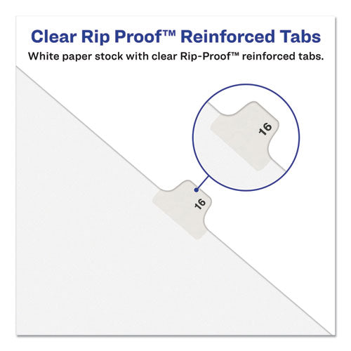 Preprinted Legal Exhibit Side Tab Index Dividers, Avery Style, 10-tab, 10, 11 X 8.5, White, 25/pack