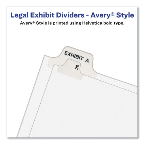 Avery-style Preprinted Legal Bottom Tab Divider, 26-tab, Exhibit F, 11 X 8.5, White, 25/pk