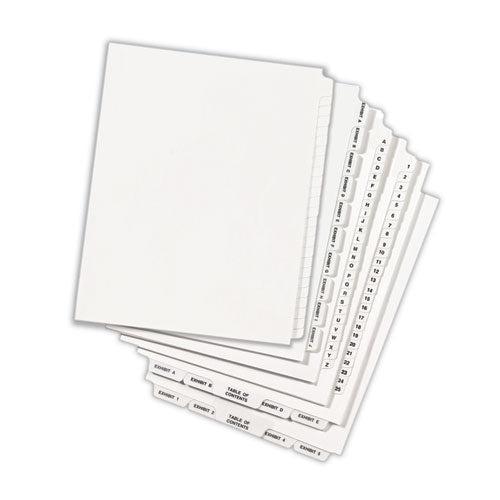 Blank Tab Legal Exhibit Index Divider Set, 25-tab, 11 X 8.5, White, 1 Set