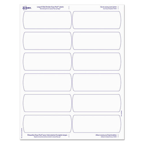 Big Tab Printable Large White Label Tab Dividers, 8-tab, 11 X 8.5, White, 20 Sets