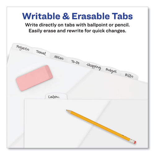 Write And Erase Durable Plastic Dividers With Straight Pocket, 8-tab, 11.13 X 9.25, White, 1 Set