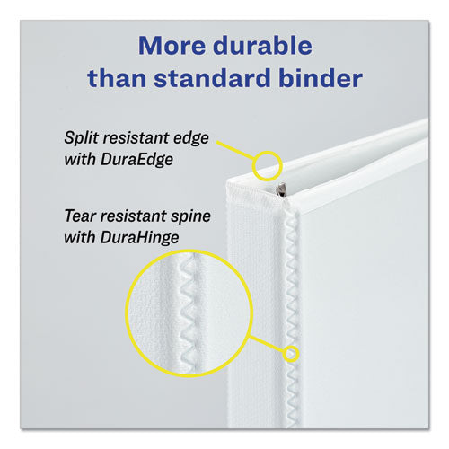 Durable View Binder With Durahinge And Slant Rings, 3 Rings, 1.5" Capacity, 11 X 8.5, White