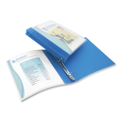 Flexible View Binder With Round Rings, 3 Rings, 0.5" Capacity, 11 X 8.5, Blue