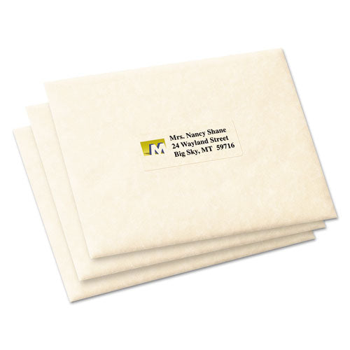 Matte Clear Easy Peel Mailing Labels W/ Sure Feed Technology, Inkjet Printers, 1 X 2.63, Clear, 30/sheet, 10 Sheets/pack