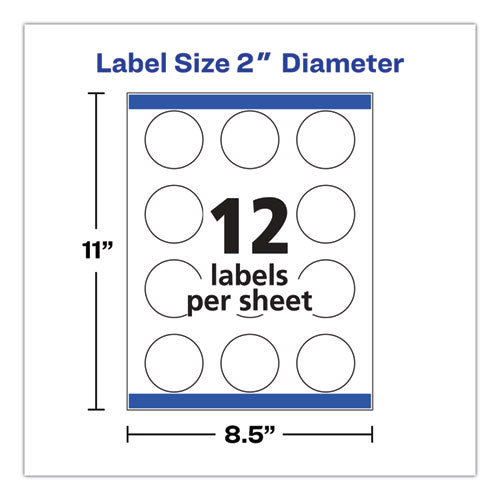 Round Print-to-the Edge Labels With Sure Feed And Easy Peel, 2" Dia, Glossy White, 120/pk