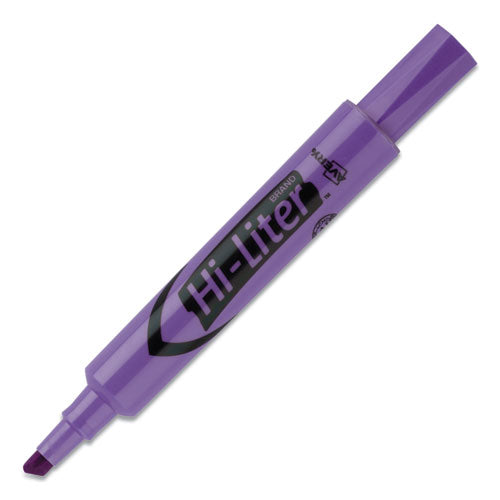 Hi-liter Desk-style Highlighters, Fluorescent Purple Ink, Chisel Tip, Purple/black Barrel, Dozen