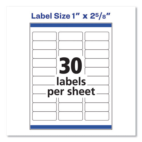 Easy Peel White Address Labels W/ Sure Feed Technology, Laser Printers, 1 X 2.63, White, 30/sheet, 25 Sheets/pack