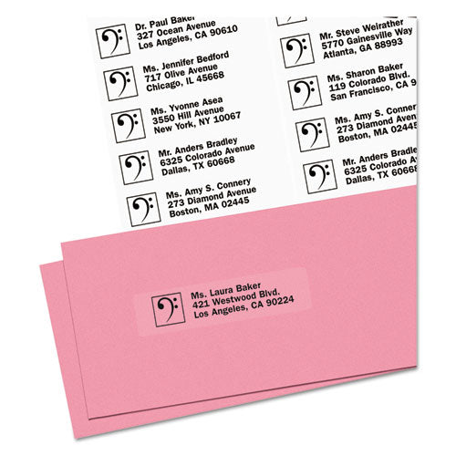 Matte Clear Easy Peel Mailing Labels W/ Sure Feed Technology, Laser Printers, 1 X 4, Clear, 20/sheet, 50 Sheets/box