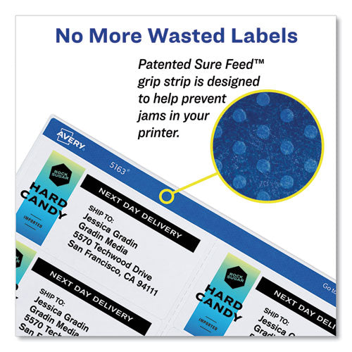 Shipping Labels W/ Trueblock Technology, Laser Printers, 2 X 4, White, 10/sheet, 250 Sheets/box