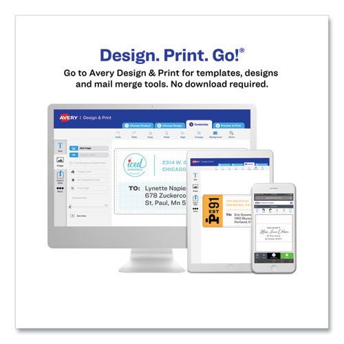 Glossy White Easy Peel Mailing Labels W/ Sure Feed Technology, Laser Printers, 1 X 2.63, White, 30/sheet, 25 Sheets/pack