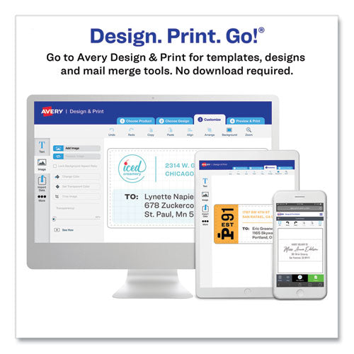 Glossy White Easy Peel Mailing Labels W/ Sure Feed Technology, Laser Printers, 2 X 4, White, 10/sheet, 25 Sheets/pack