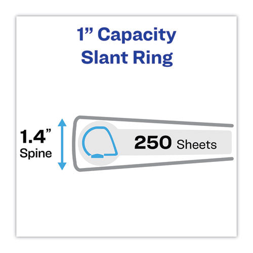 Heavy-duty Non Stick View Binder With Durahinge And Slant Rings, 3 Rings, 1" Capacity, 11 X 8.5, White, 4/pack