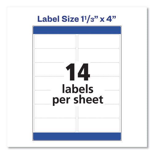 Easy Peel White Address Labels W/ Sure Feed Technology, Inkjet Printers, 1.33 X 4, White, 14/sheet, 25 Sheets/pack