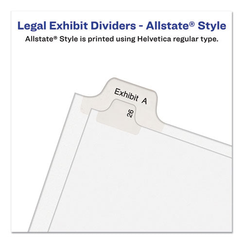 Preprinted Legal Exhibit Side Tab Index Dividers, Allstate Style, 25-tab, 151 To 175, 11 X 8.5, White, 1 Set