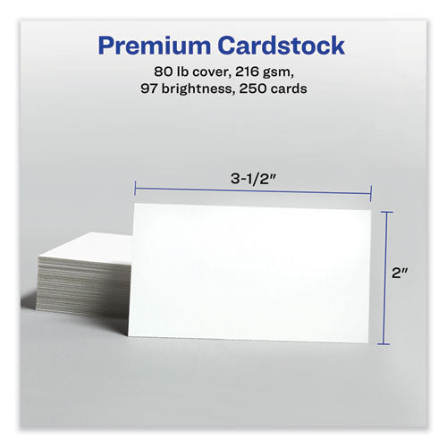 Printable Microperforated Business Cards W/sure Feed Technology, Inkjet, 2 X 3.5, White,  250 Cards, 10/sheet, 25 Sheets/pack