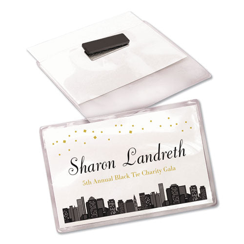 Magnetic Style Name Badge Kit, Horizontal, 4 X 3, White, 24/pack