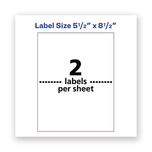 Waterproof Shipping Labels With Trueblock Technology, Laser Printers, 5.5 X 8.5, White, 2/sheet, 500 Sheets/box