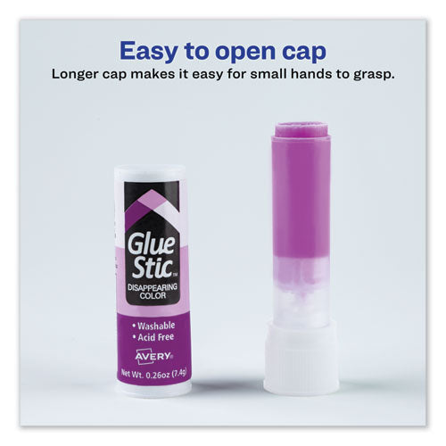 Permanent Glue Stic Value Pack, 0.26 Oz, Applies Purple, Dries Clear, 6/pack