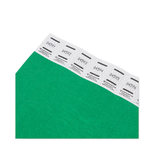 Crowd Management Wristbands, Sequentially Numbered, 9.75" X 0.75", Green, 500/pack