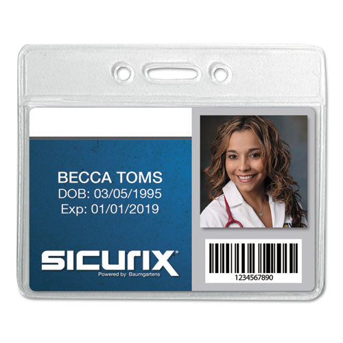 Sicurix Badge Holder, Clear, 12/pack