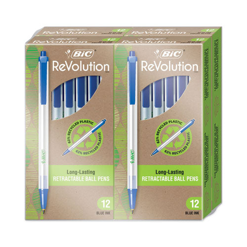 Revolution Ballpoint Pen, Retractable, Medium 1 Mm, Blue Ink/semi-clear Barrel, 48/pack