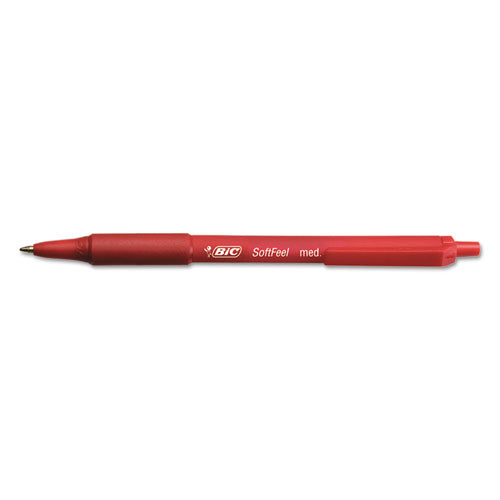 Soft Feel Ballpoint Pen, Retractable, Medium 1 Mm, Red Ink, Red Barrel, Dozen