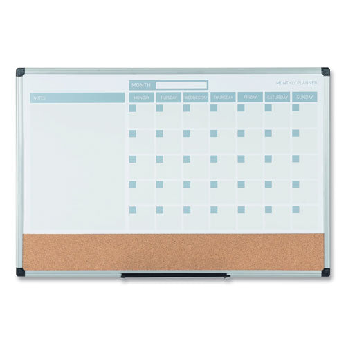 3-in-1 Calendar Planner, 36 X 24, White Surface, Silver Aluminum Frame