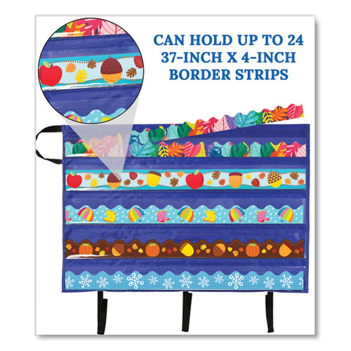 Border Storage Pocket Chart, Blue/clear, 41" X 24.5"