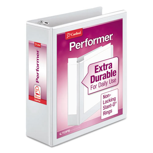 Performer Clearvue Slant-D Ring Binder, 3 Rings, 11 X 8.5, Various Capacities, White