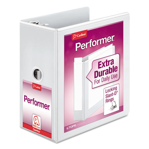 Performer Clearvue Slant-D Ring Binder, 3 Rings, 11 X 8.5, Various Capacities, White