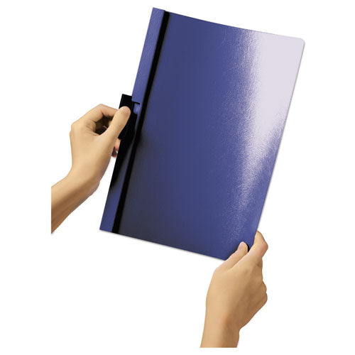 Duraclip Report Cover, Clip Fastener, 8.5 X 11, Clear/dark Blue, 25/box