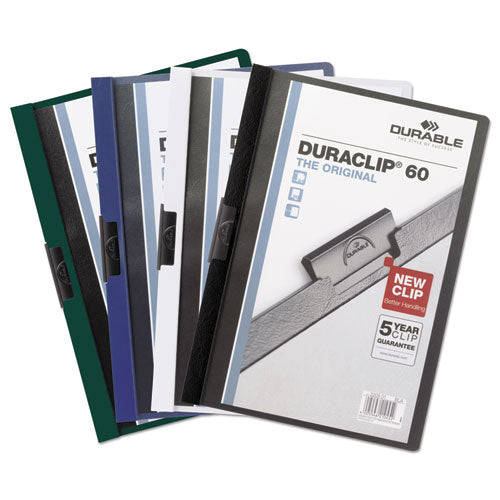 Duraclip Report Cover, Clip Fastener, 8.5 X 11, Clear/dark Blue, 25/box