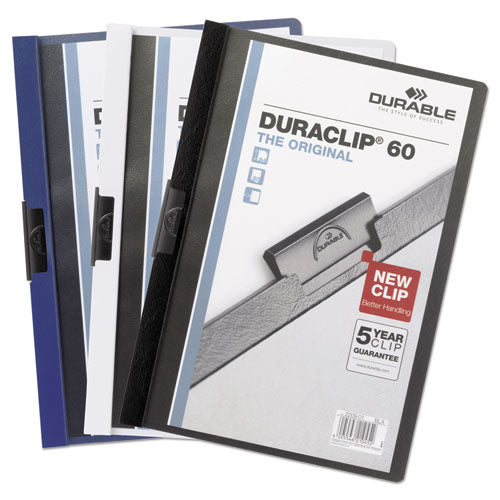 Duraclip Report Cover With Clip Fastener, 8.5 X 11, Clear/navy, 25/box