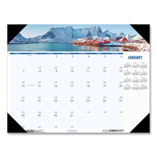 Earthscapes Recycled Monthly Desk Pad Calendar, Coastlines Photos, 22 X 17, Black Binding/corners,12-month (jan-dec): 2024