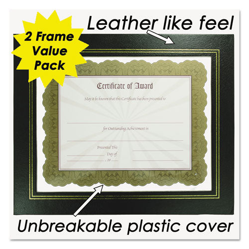 Leatherette Document Frame, 8.5 X 11, Black, Pack Of Two