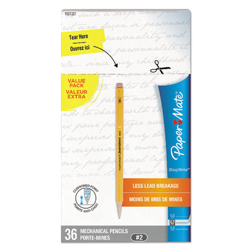 Sharpwriter Mechanical Pencil, 0.7 Mm, Hb (#2.5), Black Lead, Classic Yellow Barrel, 36/box