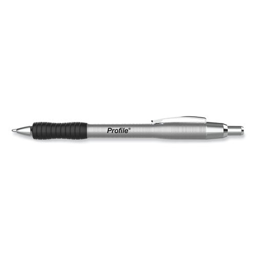 Profile Metal Ballpoint Pen, Retractable, Medium 1 Mm, Black Ink, Silver Barrel, Dozen