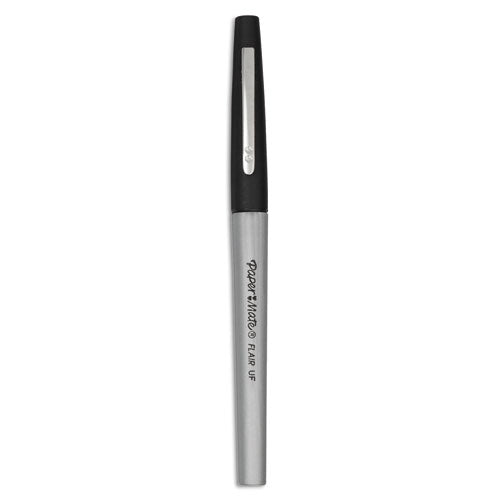 Flair Felt Tip Porous Point Pen, Stick, Extra-fine 0.4 Mm, Black Ink, Black Barrel, Dozen